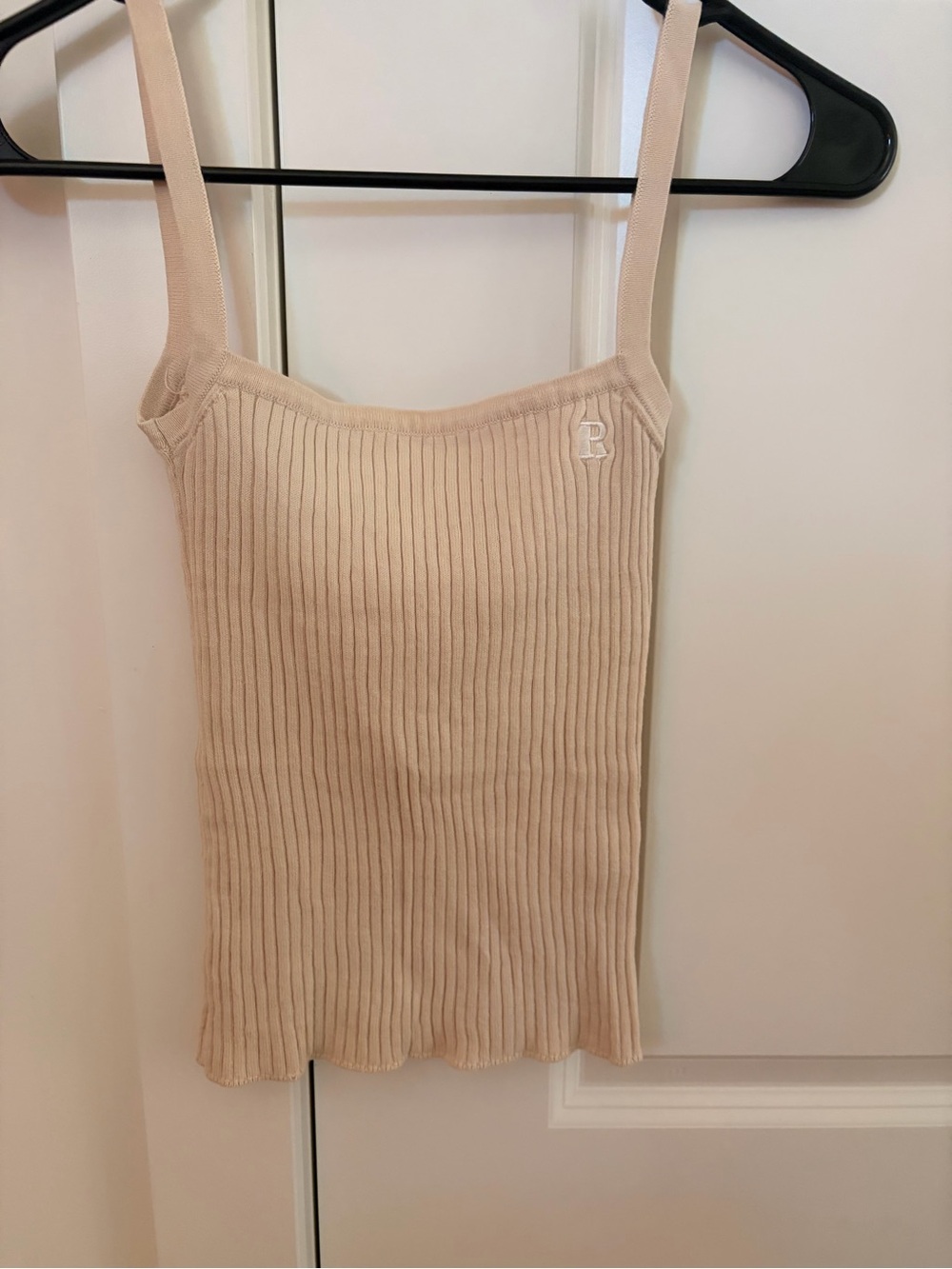Rouje Paris Yan Cream Ribbed Tank Top Open Back